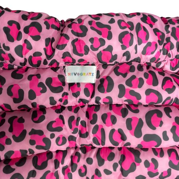 Novogratz Dog Sz Large Puffer Vest Jacket Coat Pink Animal Print Reversible Pink - Picture 9 of 12